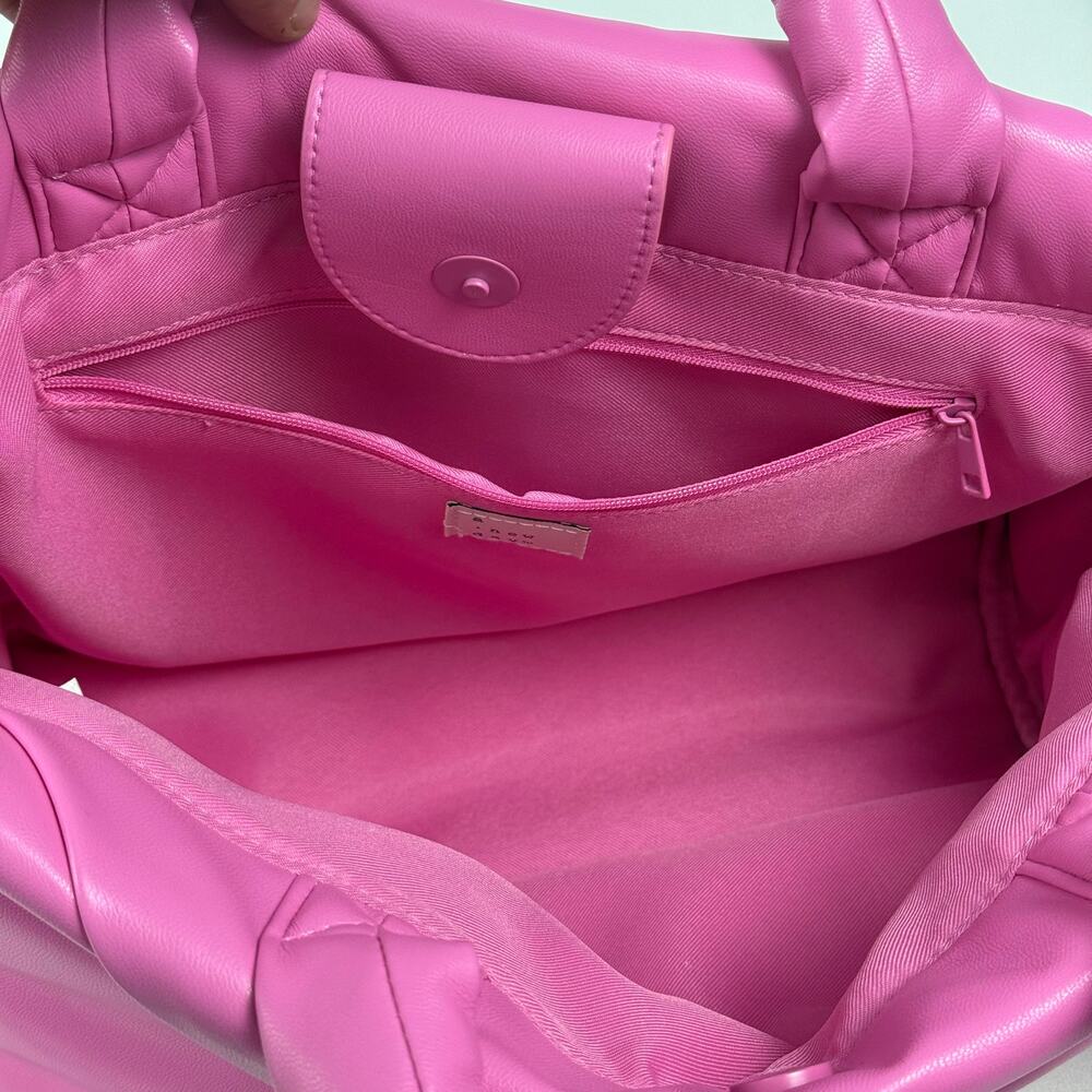 A New Day Pink Puffer Quilted Shiny Barbie Core Hand Bag Purse NWT. - Picture 8 of 15